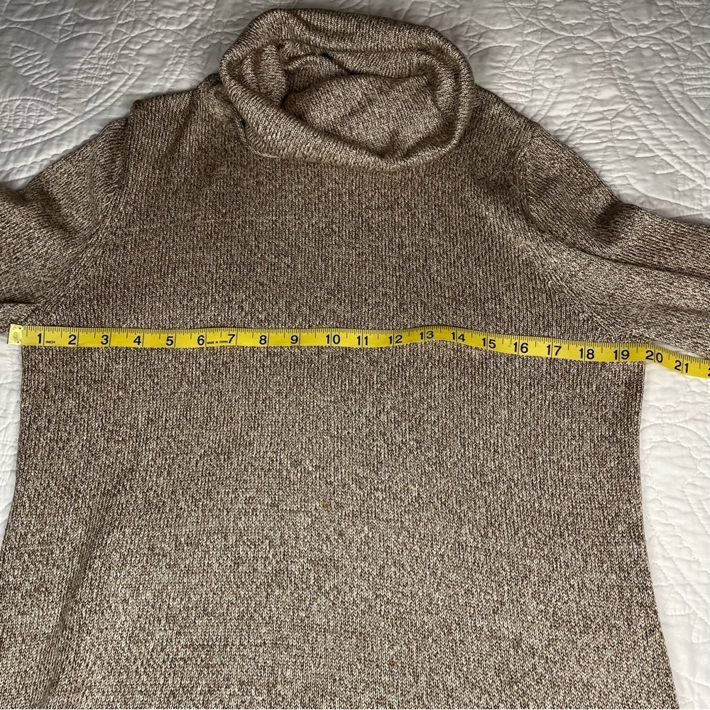 Belford for Neiman Marcus Silk Blend Turtleneck Sweater Heather Brown Tan Large - Picture 10 of 11